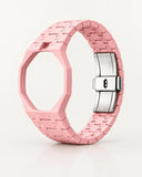 Keramikarmband in Zartrosa mit achteckigem Gehäuse für die AP x Swatch Royal Pop, einzeln abgebildet | WatchCollab