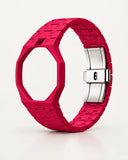 Keramikarmband in Rot mit achteckigem Gehäuse für die AP x Swatch Royal Pop, einzeln abgebildet | WatchCollab