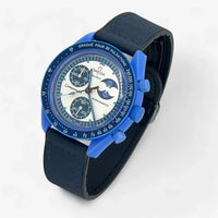 Smooth genuine leather MoonSwatch strap for the Omega x Swatch