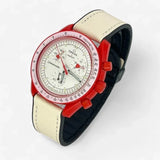 Smooth genuine leather MoonSwatch strap for the Omega x Swatch