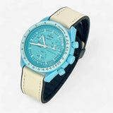 Smooth genuine leather MoonSwatch strap for the Omega x Swatch