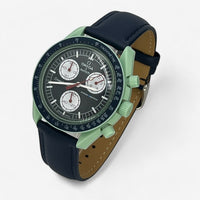 Plain genuine leather MoonSwatch strap for the Omega x Swatch