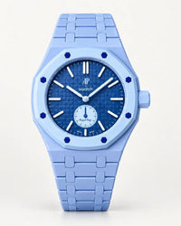 Blue ceramic strap and case for the AP x Swatch Royal Pop Làn Ba, front view | WatchCollab
