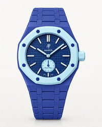 Keramikarmband in Königsblau mit Gehäuse für die AP x Swatch Royal Pop Làn Ba, Frontansicht | WatchCollab