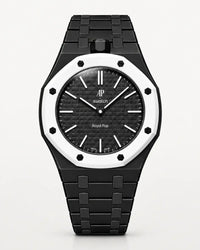 Black ceramic strap and case for the AP x Swatch Royal Pop Ocho Negro, front view | WatchCollab