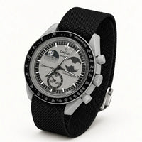Correa textil negra lisa en MoonSwatch Mission to Earthphase