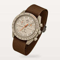 Brown NATO nylon strap on MoonSwatch Mission to Jupiter