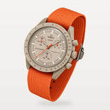 Orange NATO nylon strap on MoonSwatch Mission to Jupiter
