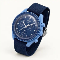 Armband für Omega x Swatch MoonSwatch Mission to Neptune, Premium-Canvas in Marineblau