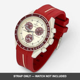 MoonSwatch single-band rubber strap, Bordeaux/Blanc - strap only, watch not included