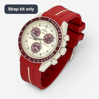 MoonSwatch single-band rubber strap, Bordeaux/Blanc - strap kit only