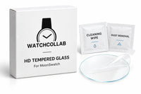 Kit verre trempé HD WatchCollab pour MoonSwatch : vitre, lingette de nettoyage, sticker anti-poussière et boîte