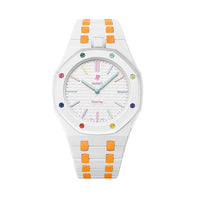 White & Orange ceramic strap for Audemars Piguet x Swatch Royal Pop | WatchCollab