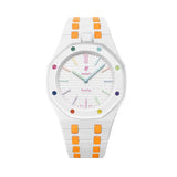White & Orange ceramic strap for Audemars Piguet x Swatch Royal Pop | WatchCollab