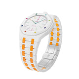 White & Orange ceramic strap for Audemars Piguet x Swatch Royal Pop | WatchCollab