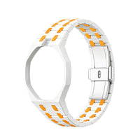 White & Orange ceramic strap for Audemars Piguet x Swatch Royal Pop | WatchCollab