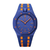 Blue & Orange ceramic strap for Audemars Piguet x Swatch Royal Pop | WatchCollab
