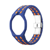 Blue & Orange ceramic strap for Audemars Piguet x Swatch Royal Pop | WatchCollab