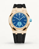Black textile-effect strap for AP x Swatch Royal Pop Làn Ba, rose gold case (crown at 3 o'clock)