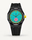 Black textile-effect strap for AP x Swatch Royal Pop Otg Roz, black case (crown at 3 o'clock)