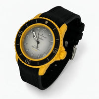 Black premium rubber strap with black stitching on Blancpain x Swatch Fifty Fathoms Pacific Ocean