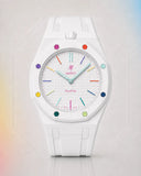 Two-tone rubber strap for Audemars Piguet x Swatch Royal Pop Huit Blanc, front view
