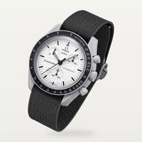 Correa de lona premium gris en MoonSwatch Mission 1965