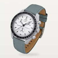 Correa de cuero liso gris en MoonSwatch Mission 1965