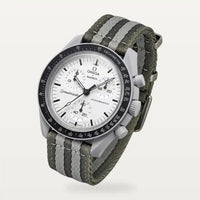 Correa NATO lisa a rayas gris y gris claro en MoonSwatch Mission 1965