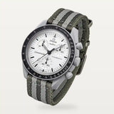 Correa NATO lisa a rayas gris y gris claro en MoonSwatch Mission 1965