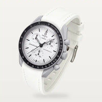 Correa de caucho premium blanca en MoonSwatch Mission 1965