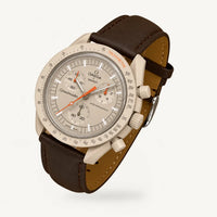 Dark brown plain leather strap for the Omega x Swatch MoonSwatch Mission to Jupiter