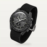 Bracelet toile premium noir sur MoonSwatch Mission to Mercury