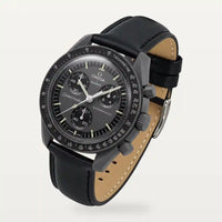 Bracelet cuir uni noir sur MoonSwatch Mission to Mercury