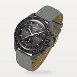 Bracelet cuir uni gris sur MoonSwatch Mission to Mercury