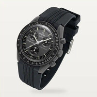 Bracelet caoutchouc design noir sur MoonSwatch Mission to Mercury