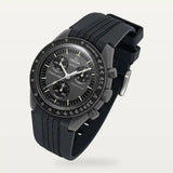 Bracelet caoutchouc design noir sur MoonSwatch Mission to Mercury