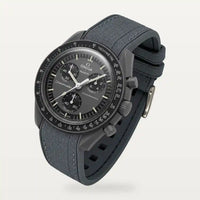 Dark grey premium rubber strap on MoonSwatch Mission to Mercury