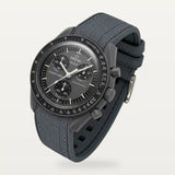 Bracelet caoutchouc premium gris foncé sur MoonSwatch Mission to Mercury