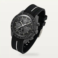 Bracelet caoutchouc premium 1 bande noir à bande blanche sur MoonSwatch Mission to Mercury