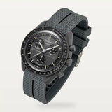 Bracelet caoutchouc premium 1 bande gris à bande noire sur MoonSwatch Mission to Mercury