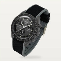 Bracelet caoutchouc premium bicolore noir et gris sur MoonSwatch Mission to Mercury
