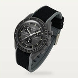 Bracelet caoutchouc premium bicolore noir et gris sur MoonSwatch Mission to Mercury