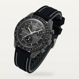 Bracelet caoutchouc 2 bandes noir et gris sur MoonSwatch Mission to Mercury