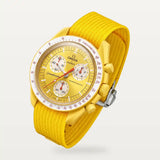 Bracelet toile premium jaune sur MoonSwatch Mission to the Sun