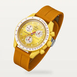 Bracelet caoutchouc à clips jaune sur MoonSwatch Mission to the Sun
