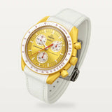 Bracelet caoutchouc premium à clips blanc sur MoonSwatch Mission to the Sun