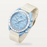 White NATO strap on MoonSwatch Mission to Uranus