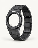 Black steel strap and matching case with black screws for the AP x Swatch Royal Pop