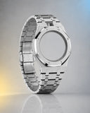 WatchCollab silver steel bracelet and octagonal case for the Royal Pop Blaue Acht, shown without the watch
